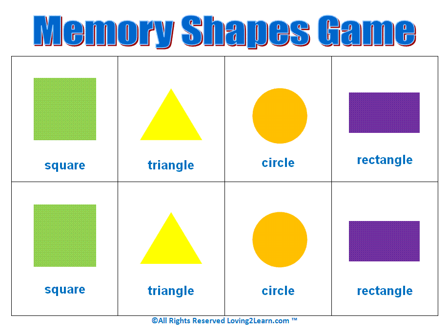 Kids Matching Games Memory Shapes Game